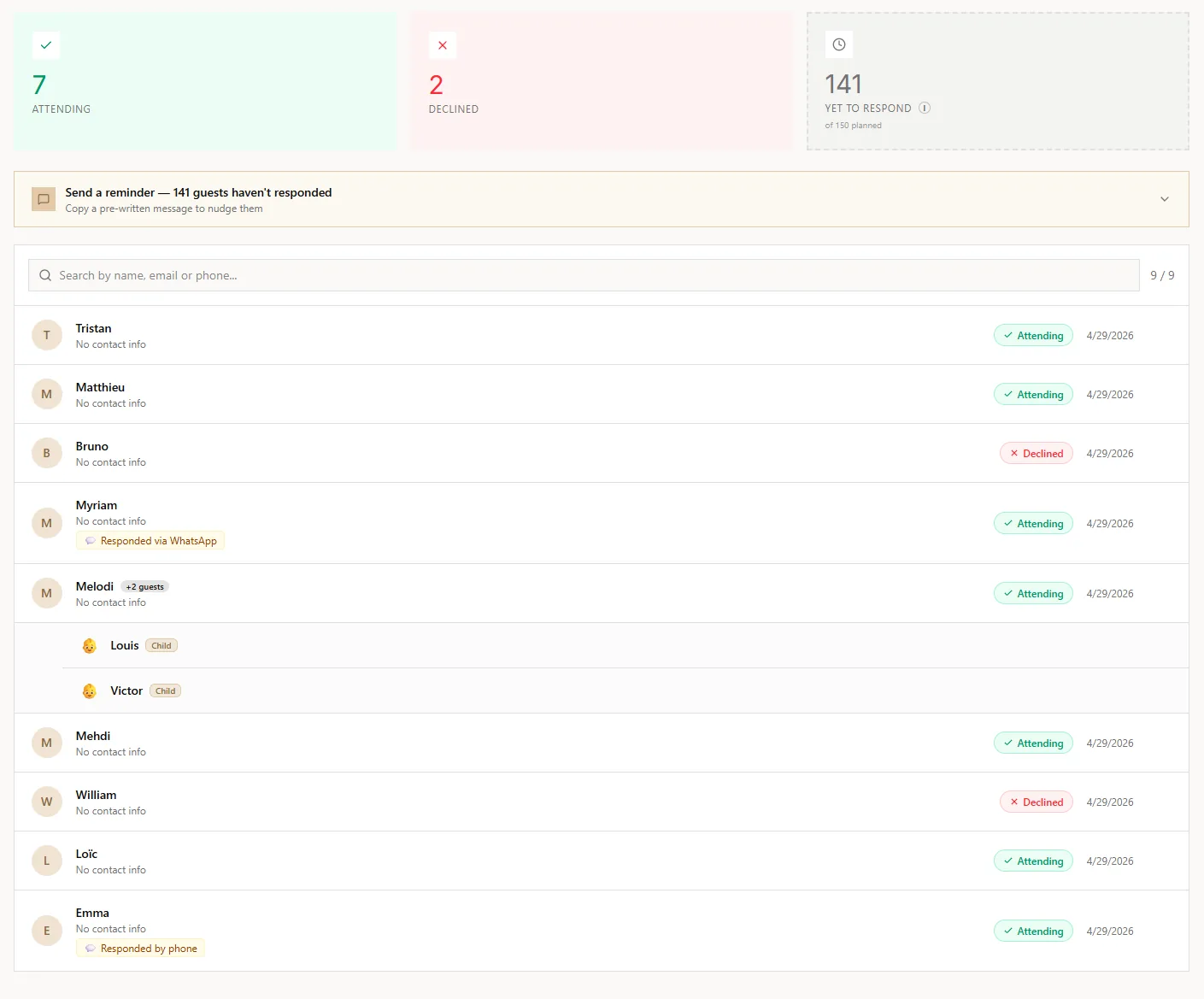Guest dashboard